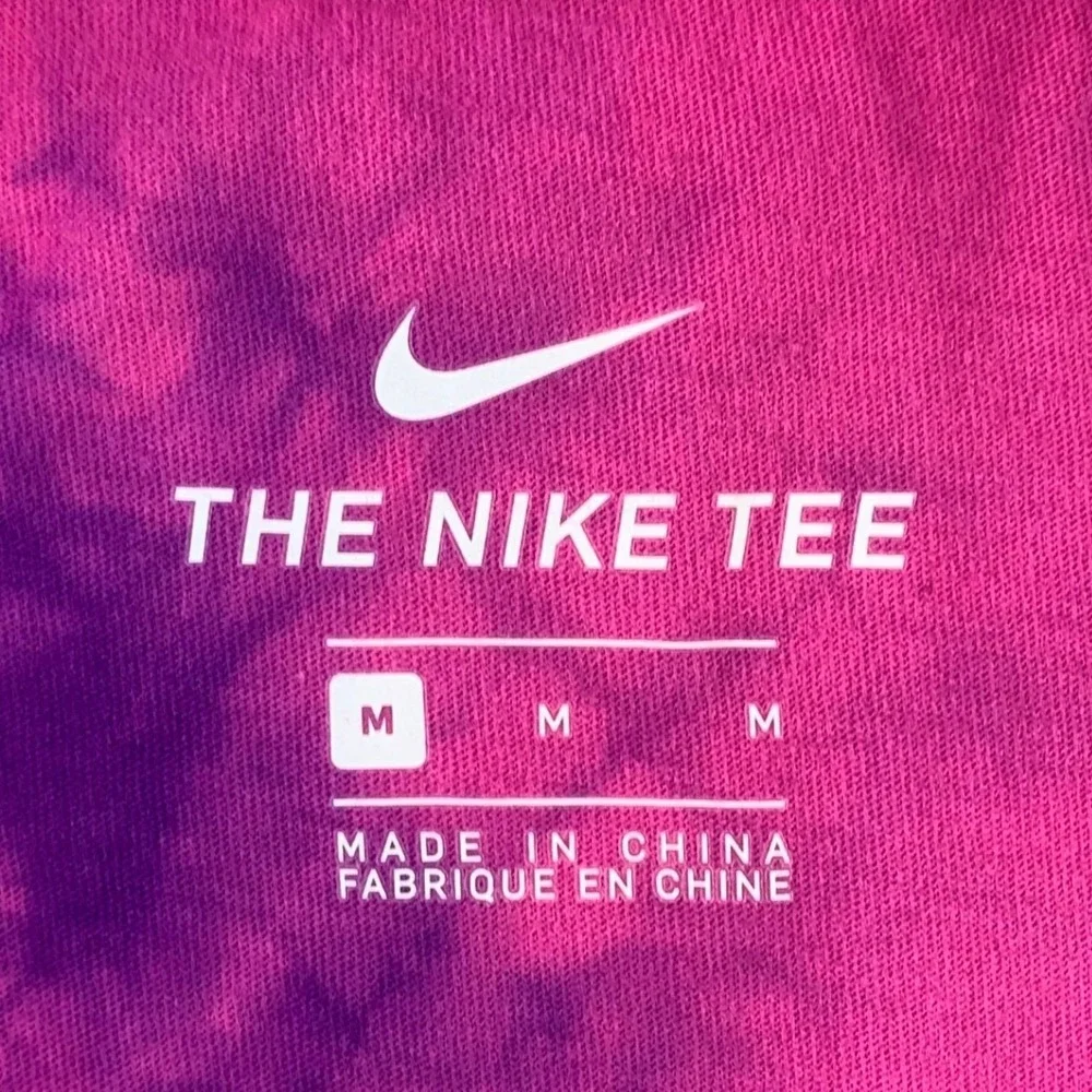 Nike Air T-Shirt Mens Medium Pink Tie Dye Short Sleeve Logo Swoosh Graphic Tee